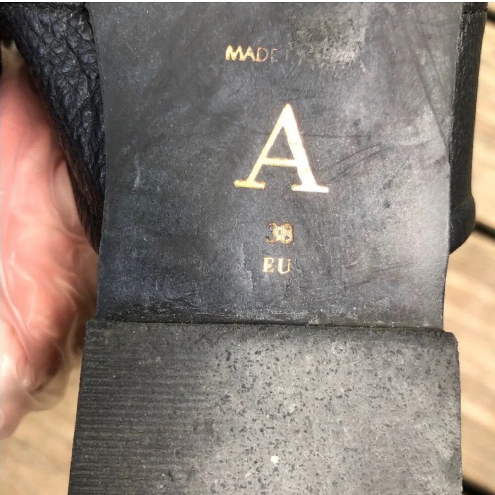 Anthropologie Black Leather Mules with Bow. Size 38. - Picture 7 of 7